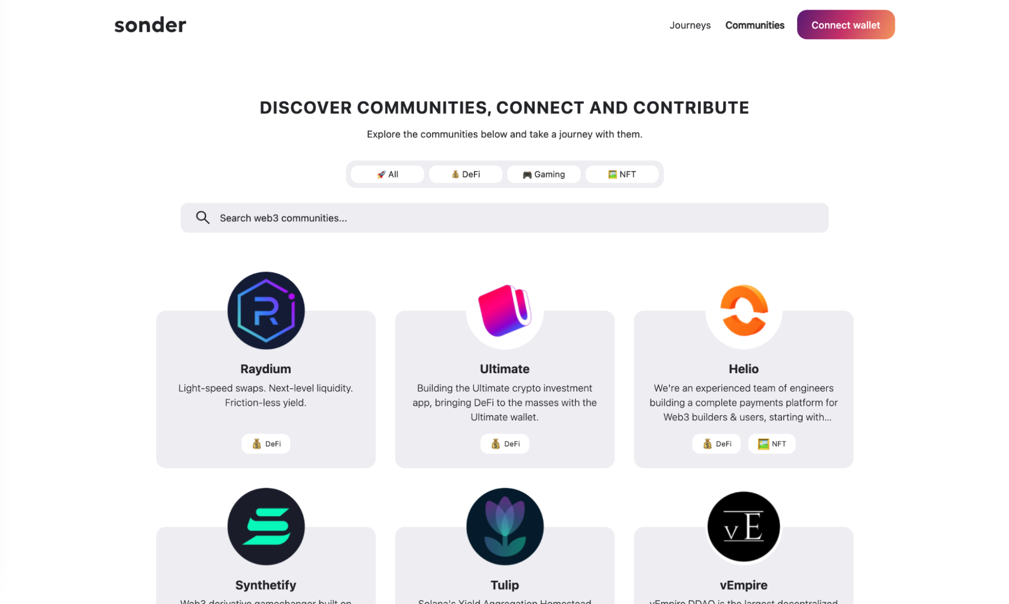 Discovery page with multiple brands